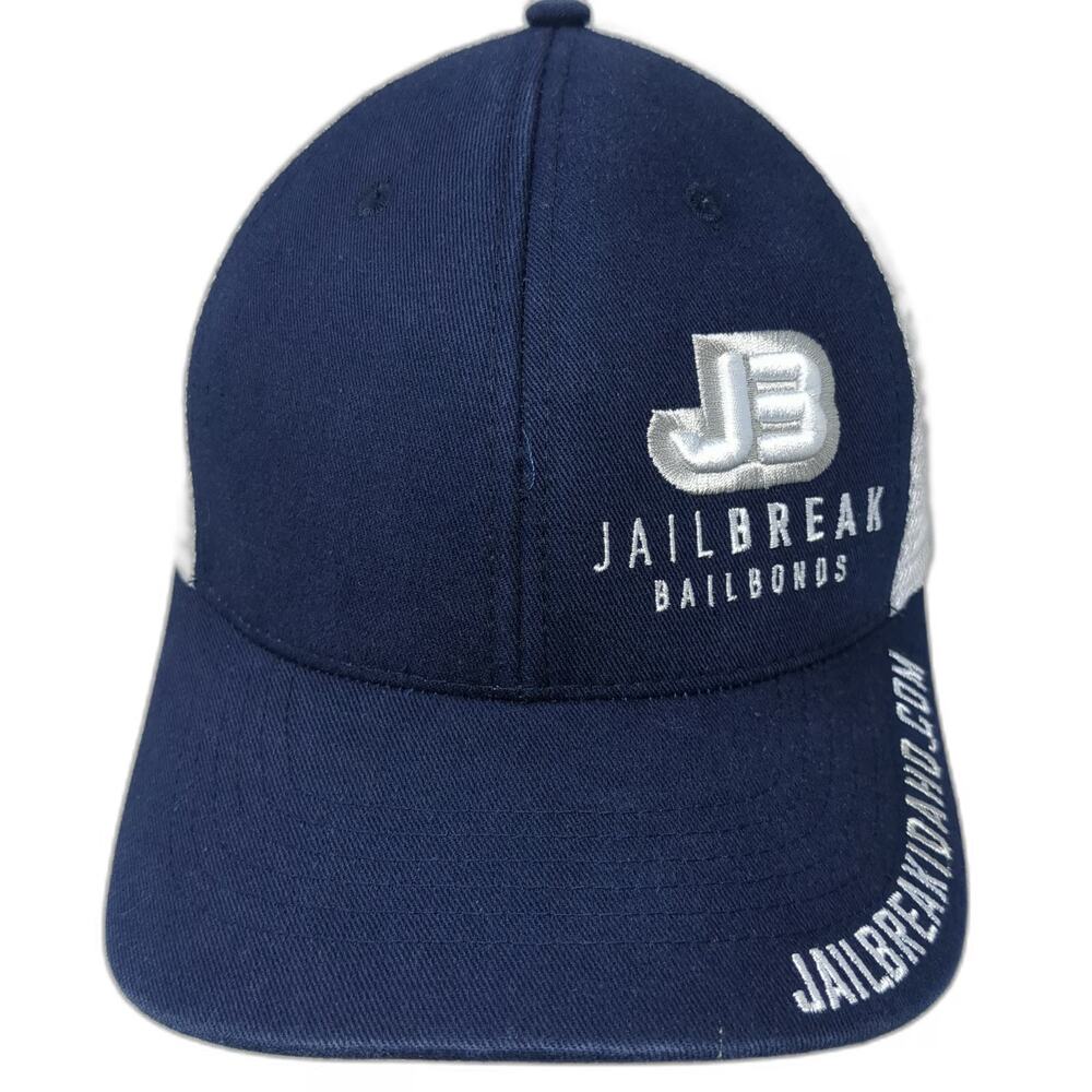 Vie Trucker Hat Blue One Size Jailbreak Bailbonds Idaho Embroidery Snapback Mesh